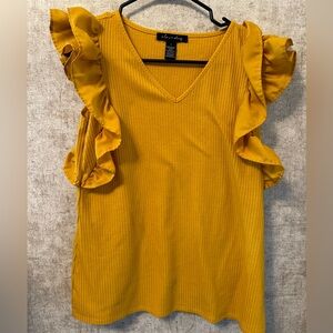 Mustard yellow short flare sleeve